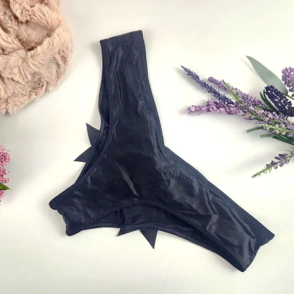 SMALL Victoria's Secret Black Back Bow Cheeky Panty